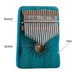 Kalimba słońce niebieska pod kątem - metalowe języczki i oznaczenia nut
