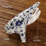 Okaryna porcelanowa niebiesko-biała - widok z boku