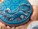 Bęben języczkowy 6 cali z motywem oceanu w dłoniach