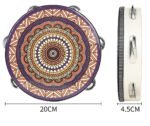 beben reczny mandala 8 cali z brzekadlami wymiary Bęben ręczny z mandalą — 20 cm średnicy, 4,5 cm wysokości