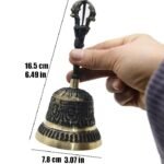 Dzwon Rytualny Tybetański z Rączką Wadżry - Mosiądz, 16,5 cm
