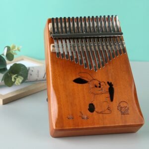Kalimba 17 tonów z drewna mahoniowego z grawerem króliczka